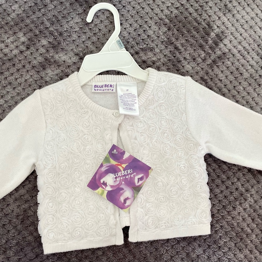 Blueberi Boulevard Cream Textured Cardigan and Peach gray zip up jacket- 2 pcs